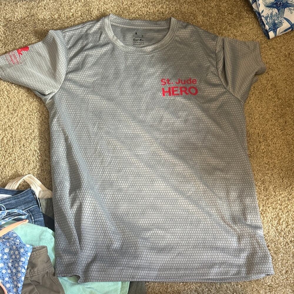 Gray St. Jude Hero T-Shirt with Red Accents